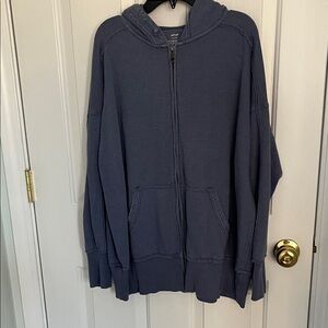 Aerie Oversized Blue Zip-Up Hoodie